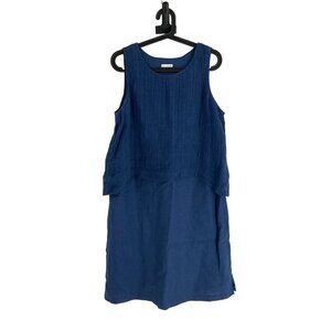 Pure Jill Womens Blue Sleeveless Layered Linen Dress M lagenlook layering boho